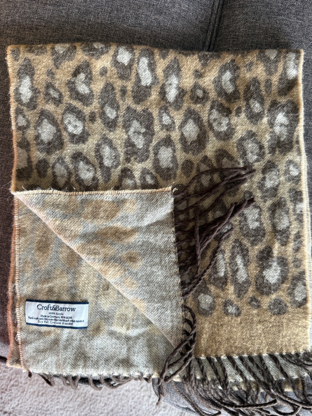 croft & barrow Leopard Print Tan and Brown Wrap Scarf